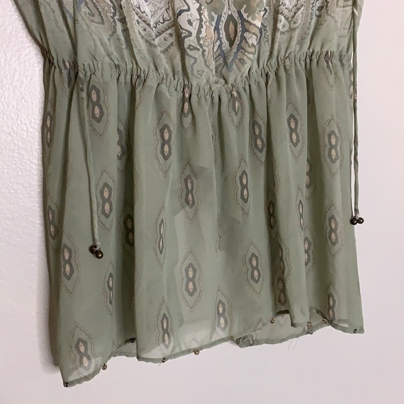 New Free People Ivory Combo Grey Paisley Bohemian tunic top Small oversized nwt - Picture 3 of 10